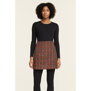 Uniqlo Plaid Quilted Skirt Red Black Check Layering Piece Women’s Size Large